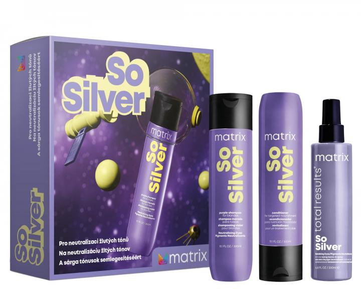 Dárková sada pro neutralizaci žlutých tónů blond vlasů Matrix So Silver