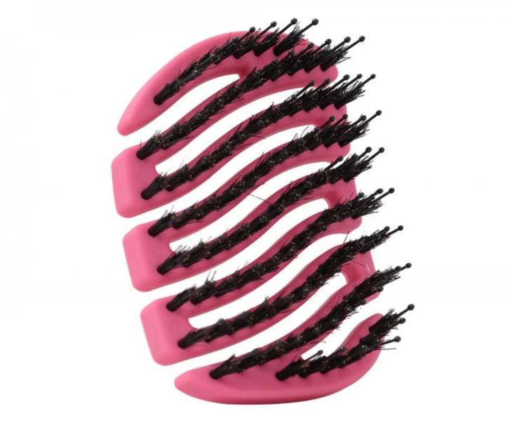 Kart�� na vlasy s kan��mi a nylonov�mi �t�tinami Sister Young Mila Pocket Hair Brush - tmav� r��ov�
