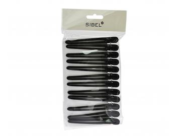 Klipsy do vlasů Sibel plast/hliník - 10 cm, černé, 12 ks