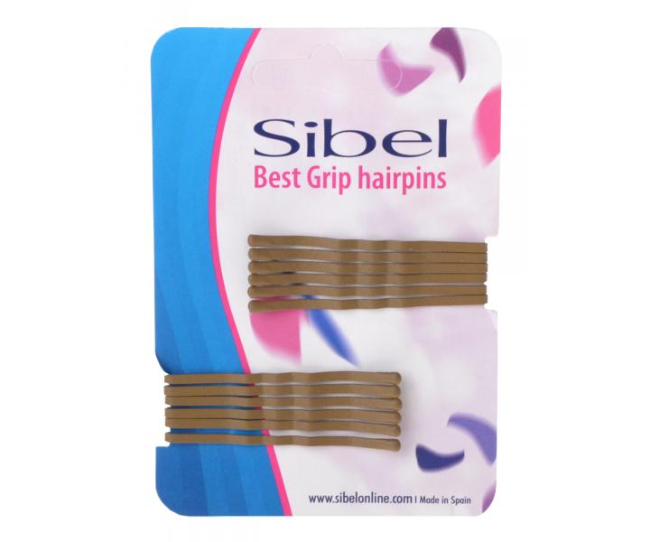 Vlnitá sponka Sibel Best Grip - 5 cm, béžová - 12ks