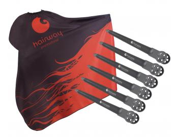 Kadenick pltnka na sthn Hairway - erno-erven + karbonov klipsy do vlas Hairway - 10 cm, ern - 6 ks zdarma