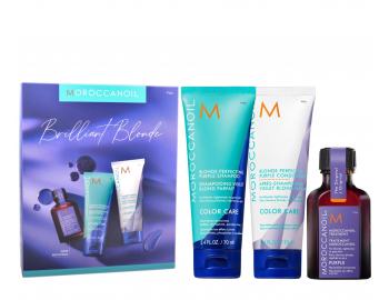 Drkov sada pro neutralizaci lutch tn blond, zesvtlench a edivch vlas Moroccanoil Brilliant Blonde Trio