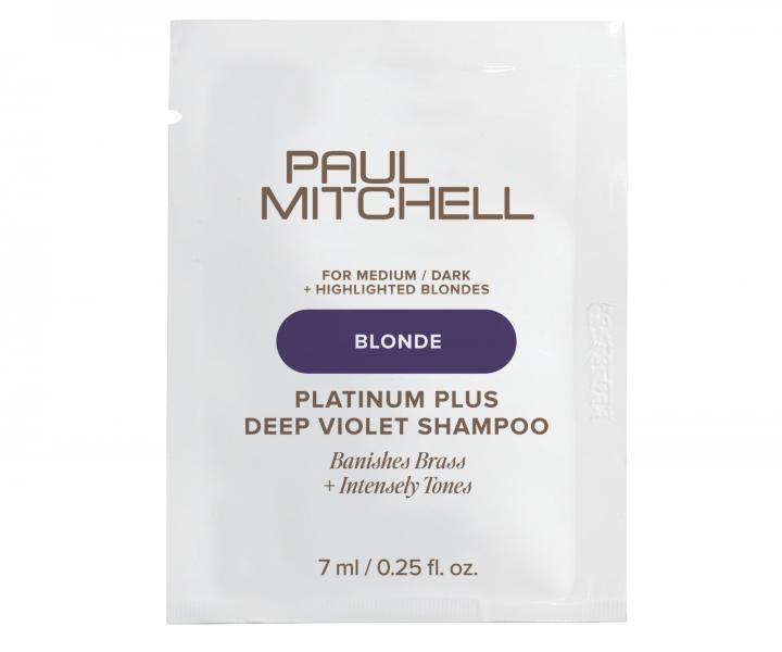 Intenzivn� neutraliza�n� �ampon pro blond a mel�rovan� vlasy Paul Mitchell Blonde Platinum Plus Deep Violet Shampoo - 7 ml