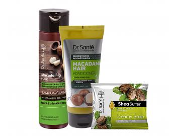 Sada pro poškozené vlasy Dr. Santé Macadamia - šampon 250 ml + péče 200 ml + mýdlo zdarma