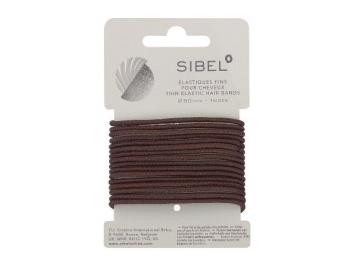 Tenké gumičky do vlasů Sibel - 50 mm, 16 ks, hnědé
