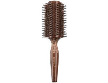 Kulatý dřevěný kartáč na vlasy s kančími a nylonovými štětinami Sibel Decopro - 40 mm