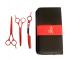 Fox Set Color - kadeřnické nůžky 5,5", efilační nůžky 5,5" a břitva na seřezávání vlasů - červená