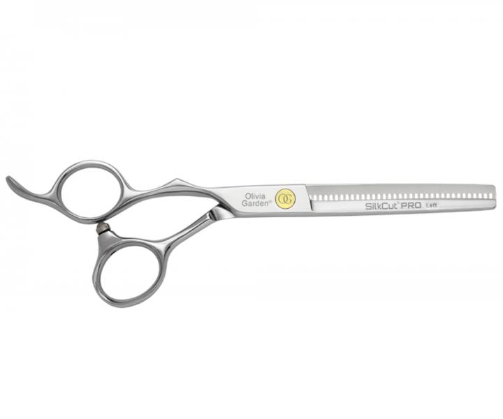 Efilační nůžky s mikroozubením pro leváky Olivia Garden SilkCut® Pro Thinner EUR 6,35" stříbrné