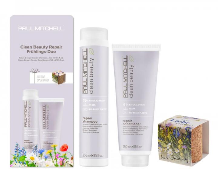 Dárková sada pro poškozené vlasy Paul Mitchell Clean Beauty + květináč se semínky zdarma
