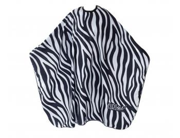 Kadeřnická pláštěnka na stříhání Eurostil Profesional - zebra - kovový háček