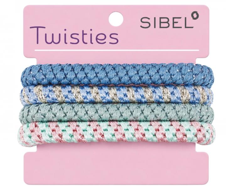 Sada barevn�ch gumi�ek do vlas� Sibel Twisties - modr�/zelen�, 4 ks