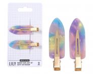 Spony do vlas� s podlo�kami Sister Young Lily Makeup Hair Clips Set - 6 cm, 2 ks - r��ovo-fialov�