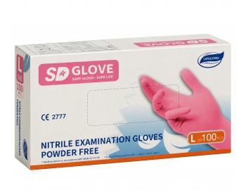Nitrilov� rukavice SD Glove Nitrile Examination Gloves  - 100 ks, r��ov�, velikost L
