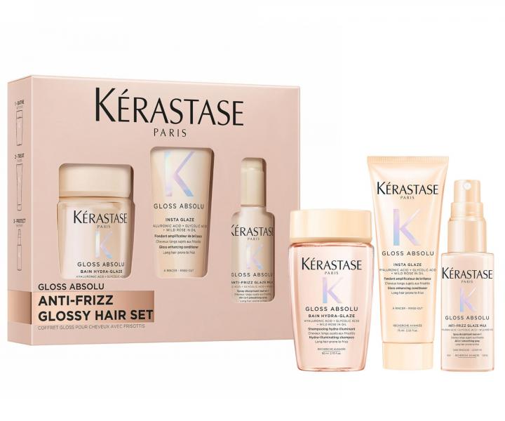 Drkov sada pro hydrataci a lesk vlas se sklonem ke krepatn Krastase Gloss Absolu Anti-frizz Glossy Hair Set