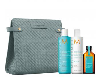 Drkov sada pro regeneraci pokozench vlas Moroccanoil Holiday Set Repair + tatika zdarma