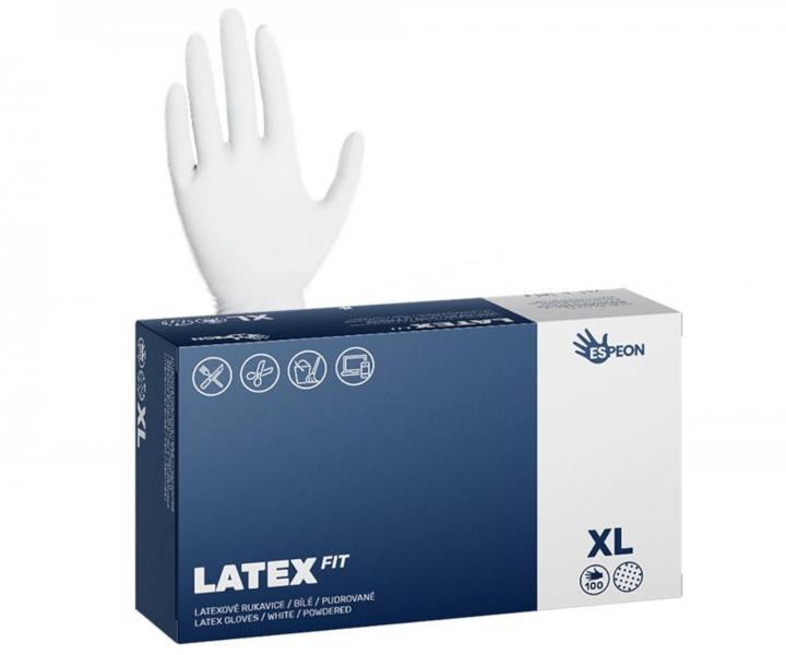 Latexové pudrované rukavice Espeon Latex Fit - 100 ks, bílé, velikost XL