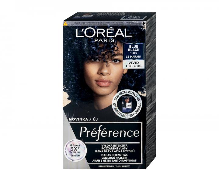 Permanentn barva na vlasy Loral Prfrence 1.102 Blue Black - modroern