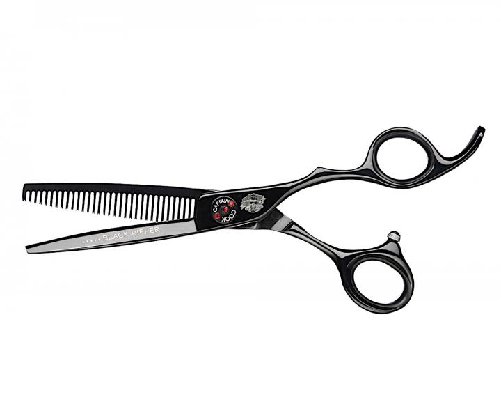 Profesionální efilační barber nůžky 6" Captain Cook Black Ripper 06478 - 32 zubů, černé