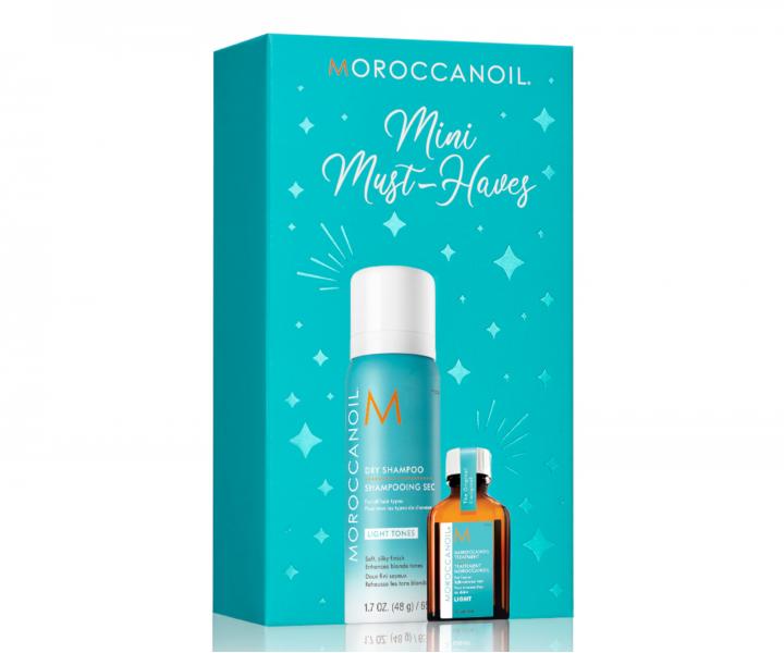 Cestovní sada Moroccanoil Mini Must-Haves - suchý šampon Light Tones - 65 ml + olej 15 ml