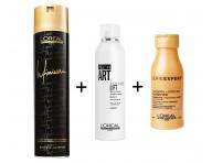 Stylingov� sada Lor�al - lak na vlasy + p�na pro objem + �ampon zdarma