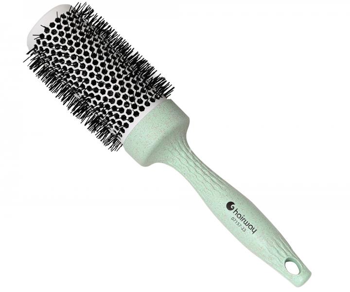 Kulatý kartáč z organického materiálu s nylonovými štětinami Hairway Organica - zelený, 43 mm