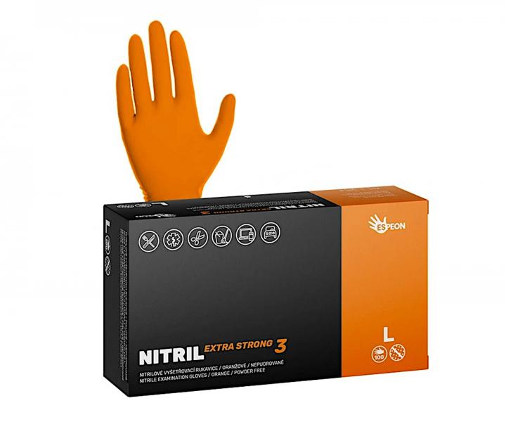 Silné nitrilové zdrsněné rukavice Espeon Nitril Extra Strong 3 - 100 ks, oranžové, velikost L