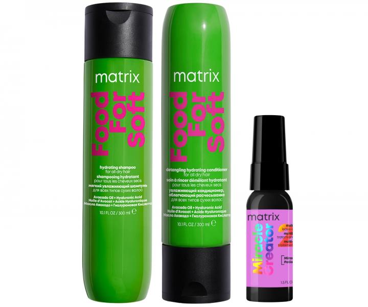 Sada pro such� vlasy Matrix Food For Soft + pe�uj�c� sprej s 20 benefity Matrix Miracle Creator 45 ml zdarma
