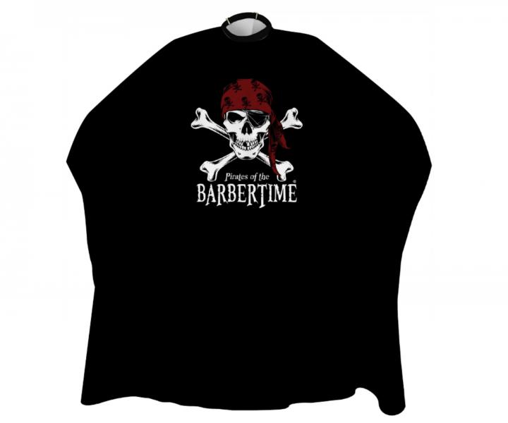 Pánská pláštěnka na stříhání vlasů a vousů Pirates of the Barbertime Crystal Barber Cape - černá
