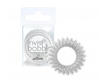 Tenk spirlov gumika do vlas Invisibobble Slim Mother of Chrome - stbrn, 3 ks (bonus)