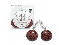 Tenká spirálová gumička do vlasů s kuličkami Invisibobble Twins Purrfection - vzorovaná hnědá