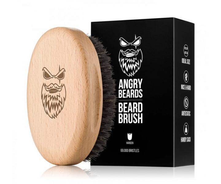 Dřevěný kartáč na vousy Angry Beards Harden - 103 x 63 mm