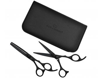 Sada kadeřnických nůžek 5,75" a efilačních nůžek 6,35" Olivia Garden Xtreme™ Matt Black Edition