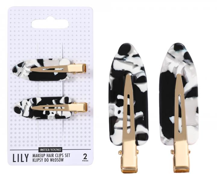 Spony do vlas� s podlo�kami Sister Young Lily Makeup Hair Clips Set - 6 cm, 2 ks - �ernob�l�