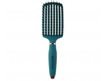 Kart�� na roz�es�v�n� a fouk�n� vlas� s kan��mi a nylonov�mi �t�tinami Sister Young Ovia Hair Brush - tmav� zelen�