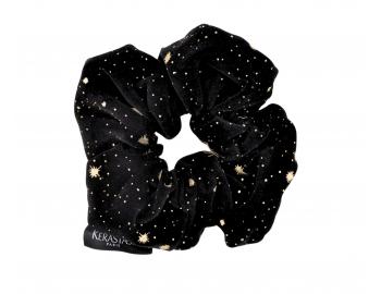 Látková gumička do vlasů Kérastase - černá se zlatými detaily (bonus)