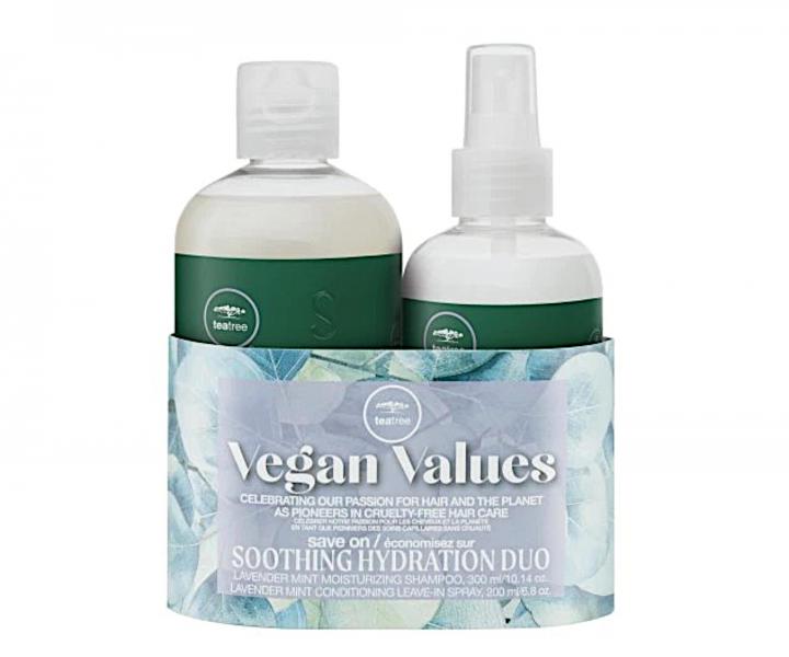 Dárková sada pro hydrataci suchých vlasů Paul Mitchell Tea Tree Vegan Values Soothing Hydration Duo