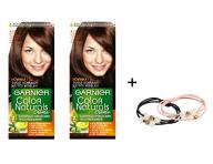 Sada 2 ks permanentní barvy Garnier Color Naturals 4.15 + gumičky L´oréal Paris zdarma