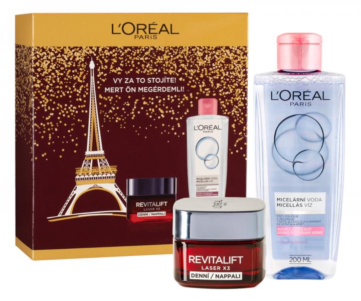 Dárková sada Loréal Paris Revitalift Laser X3 - denní krém 50 ml + micelární voda 200 ml