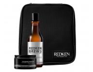 Sada pro objem vlasů pro muže Redken Brews Thickening - šampon + pomáda + taštička zdarma