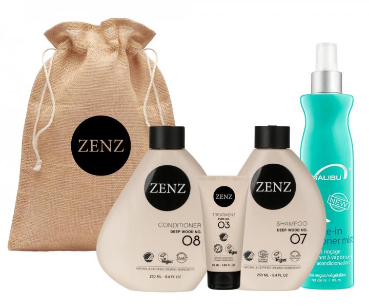 Drkov sada pro such vlasy a kudrnat vlasy Zenz Deep Wood + kondicionr Malibu C zdarma