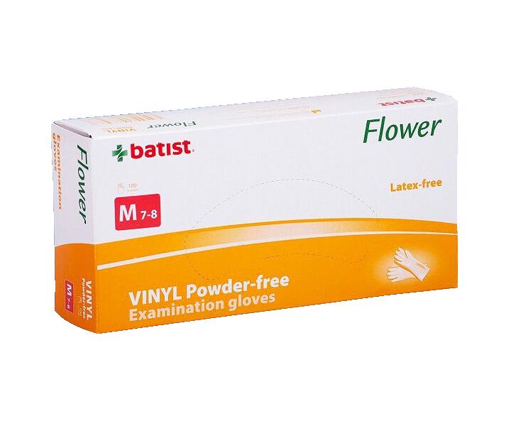 Vinylové rukavice pro kadeřníky Batist 100 ks - M (7-8)