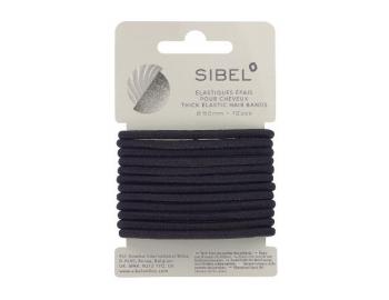 Silné gumičky do vlasů Sibel - 50 mm, 12 ks, černé
