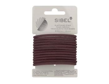 Silné gumičky do vlasů Sibel - 50 mm, 12 ks, hnědé