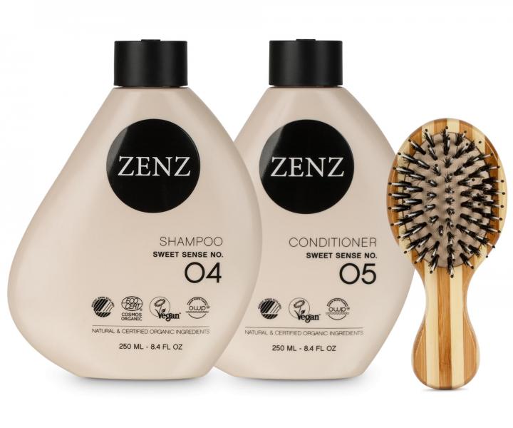 Sada pro objem jemn�ch a norm�ln�ch vlas� Zenz Sweet Sense + mini kart�� Zenz Boar Brush Mini zdarma