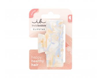 Skřipec do vlasů Invisibobble Clipstar M Stylesnap - béžovomodrý s mramorovým efektem