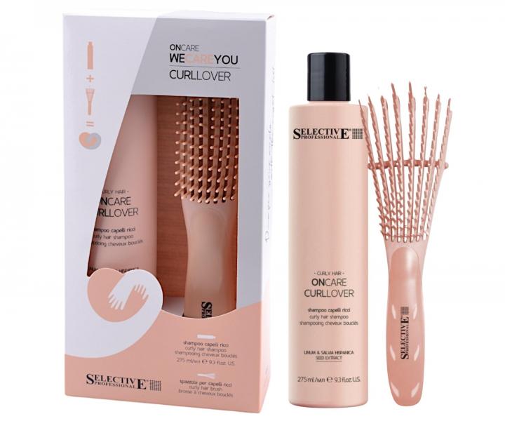 Dárková sada pro kudrnaté vlasy Selective Professional OnCare CurlLover WeCareYou Kit - šampon + kartáč zdarma