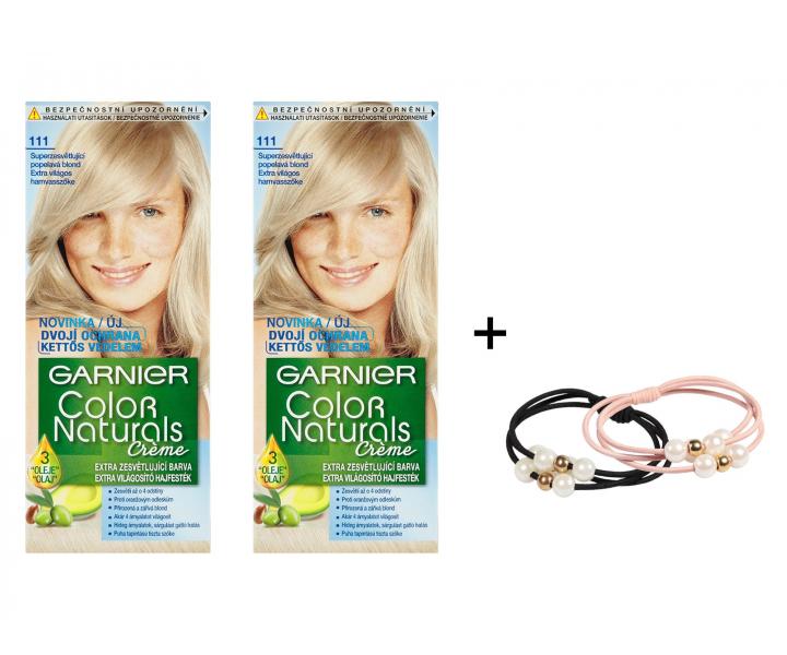 Sada 2 kusů zesvětlující barvy Garnier Color Naturals 111 popelavá blond + gumičky L´oréal Paris