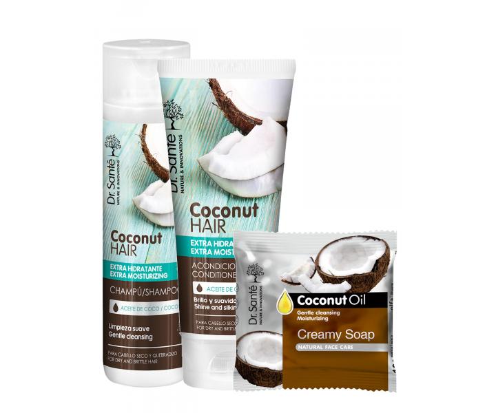 Hydratan sada Dr. Sant Coconut - ampon 250 ml + pe 200 ml + kokosov mdlo zdarma