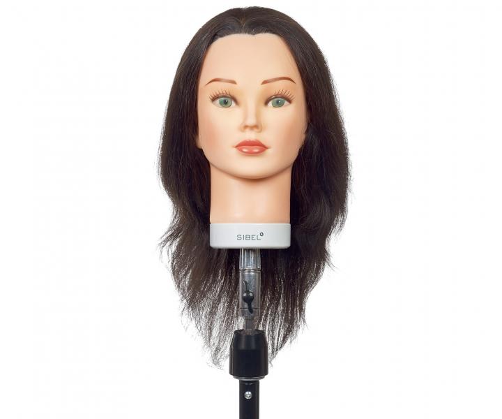 Cvičná hlava Sibel BETTY s přírodními vlasy - tmavě hnědé 15 - 35 cm
