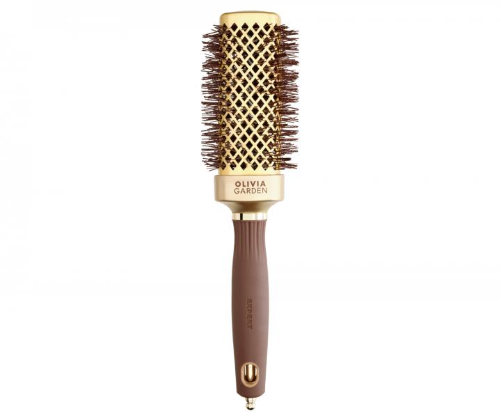 Čtverhranný foukací kartáč na vlasy Olivia Garden Expert Blowout Straight Gold & Brown - 40 mm